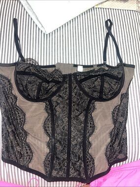 Urban Outfitters Black Lace Corset Bustier